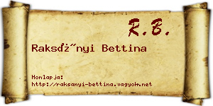 Raksányi Bettina névjegykártya