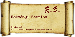 Raksányi Bettina névjegykártya